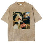 Cat Play Game Meme Washed T-Shirt