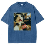 Cat Play Game Meme Washed T-Shirt
