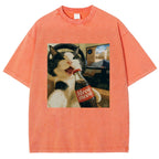 Cat Play Game Meme Washed T-Shirt