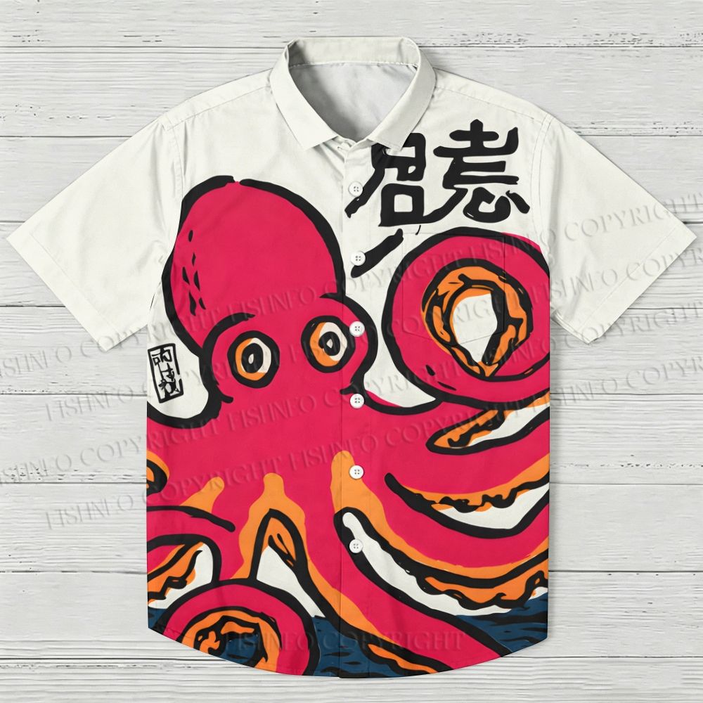 Japanese Pink Octopus Hawaiian Shirt