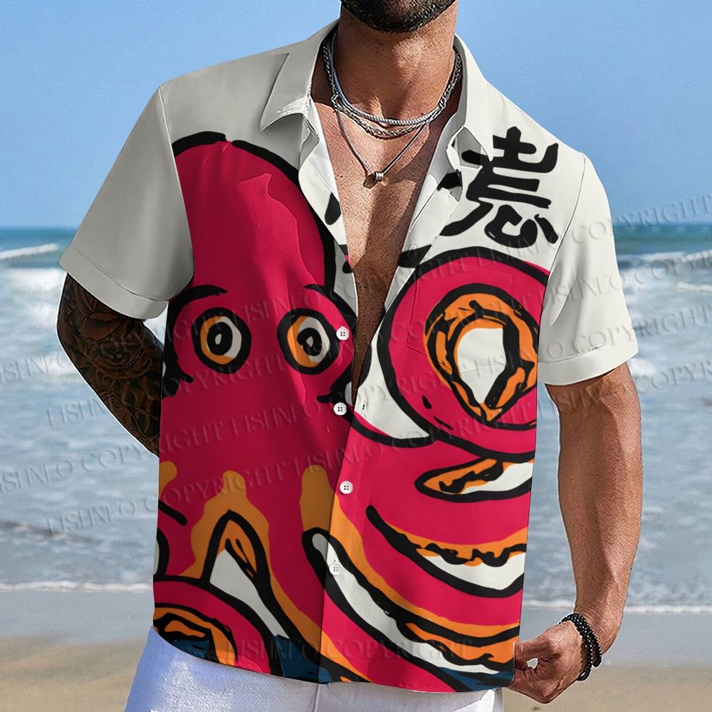 Japanese Pink Octopus Hawaiian Shirt