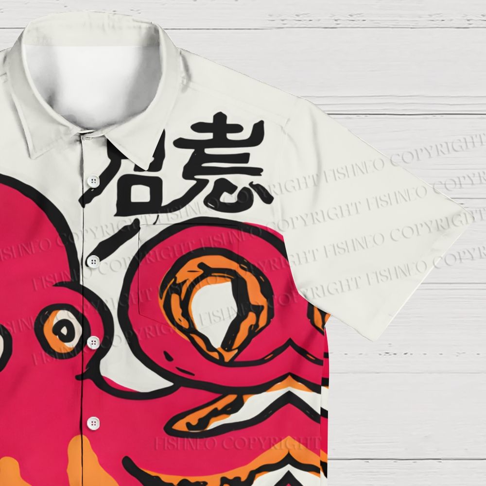 Japanese Pink Octopus Hawaiian Shirt