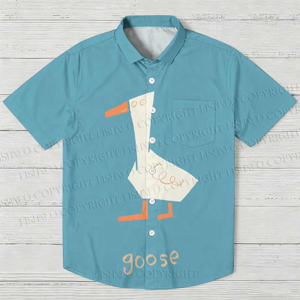 Minimalist Goose Printed Hawaiian Shirt