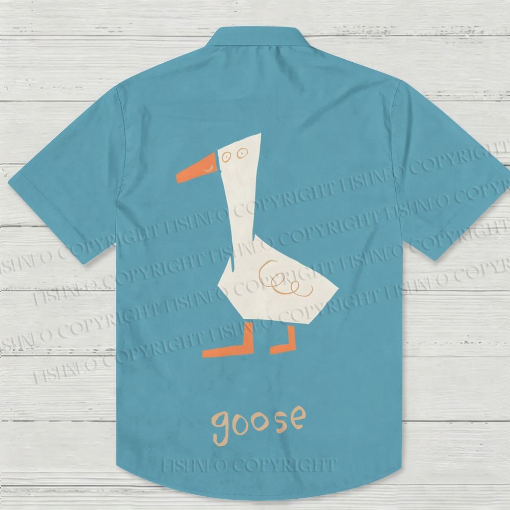 Minimalist Goose Printed Hawaiian Shirt