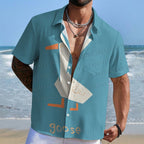 Minimalist Goose Printed Hawaiian Shirt