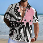 Pink And Black Octopus Hawaiian Shirt