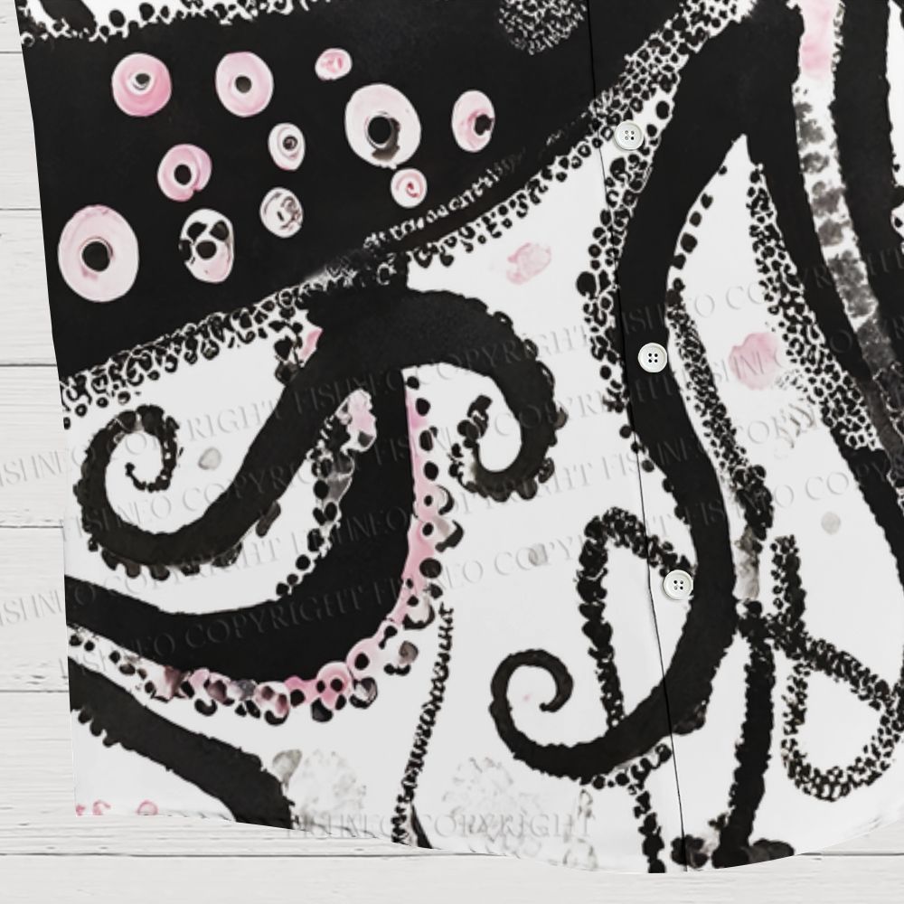 Pink And Black Octopus Hawaiian Shirt
