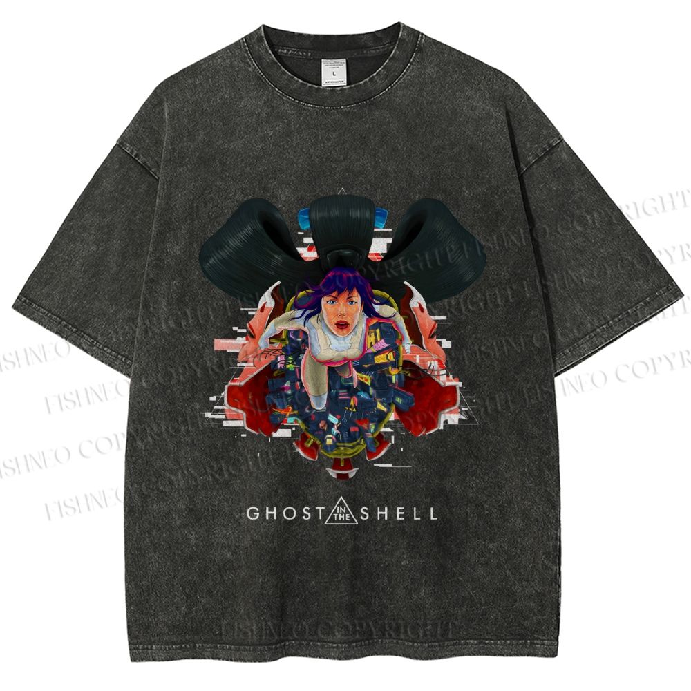 Unisex The Ghost in the Shell Printed Washed Tee