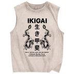 Reason for living  Dragon Vintage Distressed Washed Tank Top