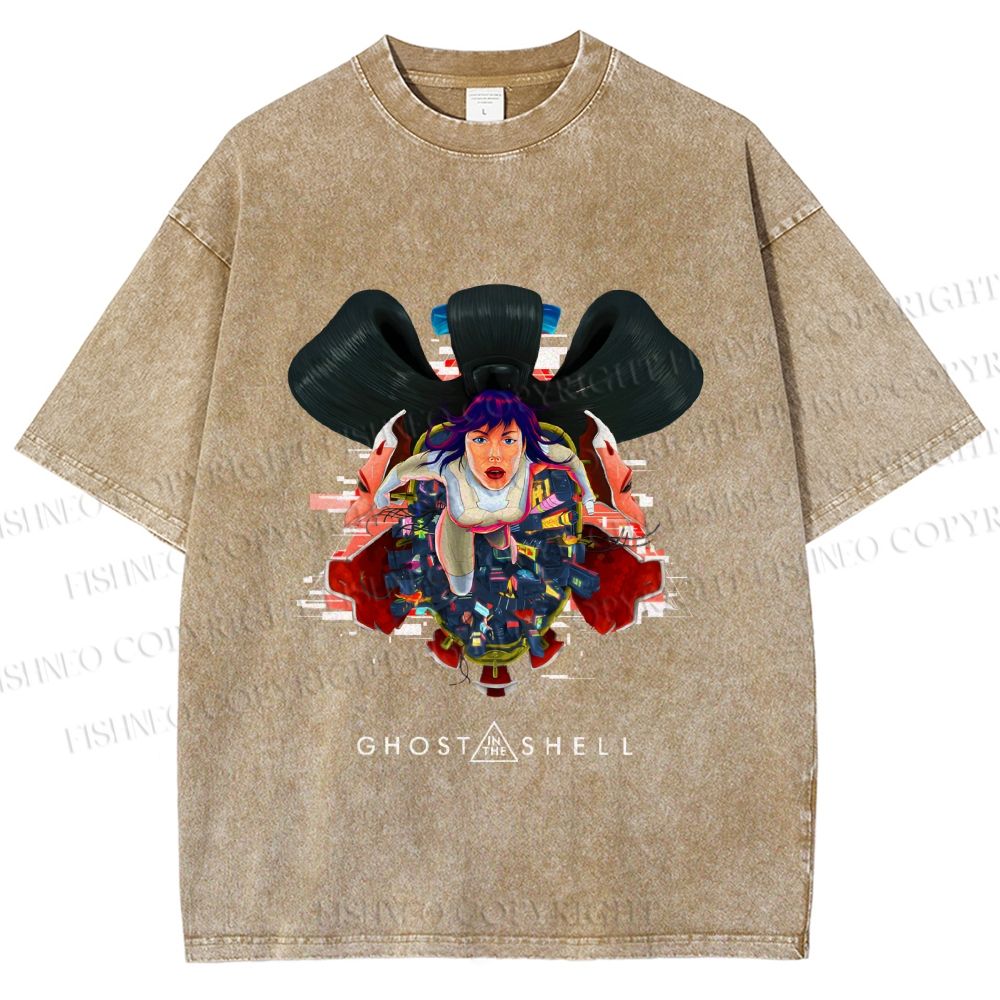 Unisex The Ghost in the Shell Printed Washed Tee