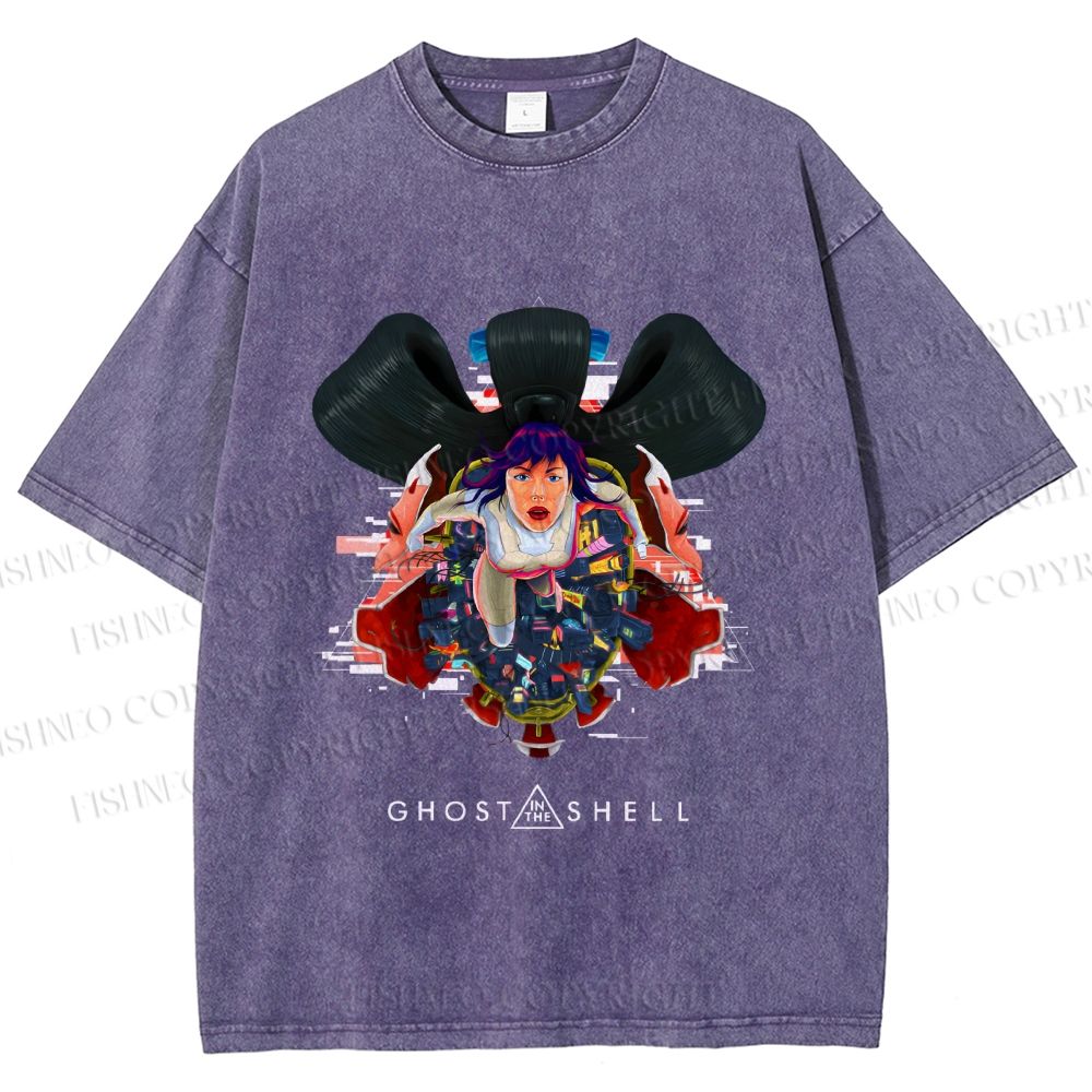 Unisex The Ghost in the Shell Printed Washed Tee