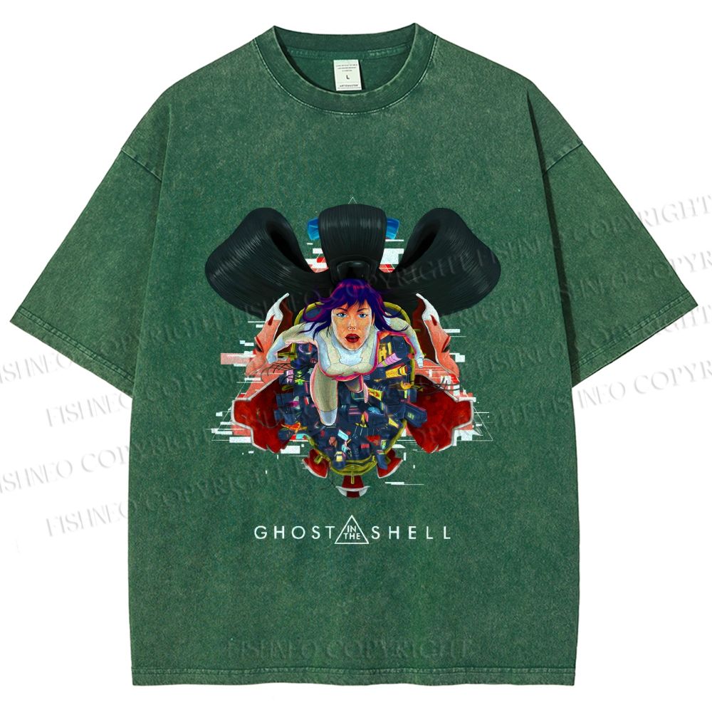 Unisex The Ghost in the Shell Printed Washed Tee