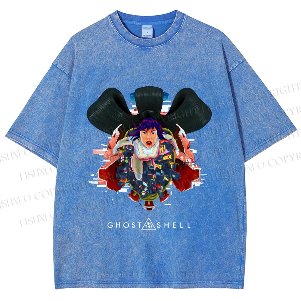 Unisex The Ghost in the Shell Printed Washed Tee