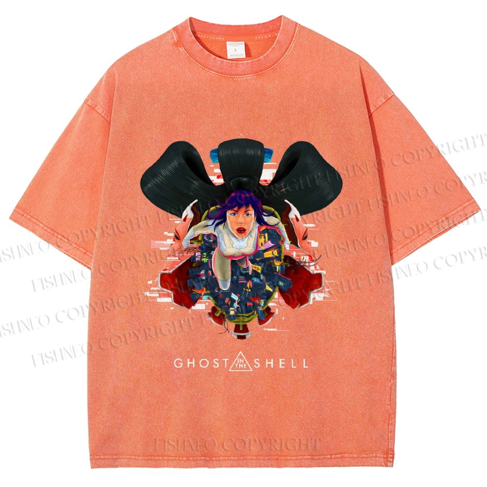 Unisex The Ghost in the Shell Printed Washed Tee