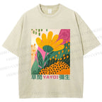 Unisex Yayoi Kusama Flowers Printed Washed Tee