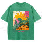 Unisex Yayoi Kusama Flowers Printed Washed Tee