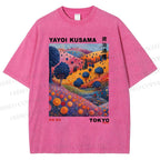 Unisex Yayoi Kusama Psychedelic Forest Printed Washed Tee
