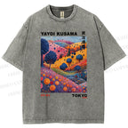 Unisex Yayoi Kusama Psychedelic Forest Printed Washed Tee