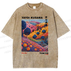 Unisex Yayoi Kusama Psychedelic Forest Printed Washed Tee