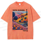 Unisex Yayoi Kusama Psychedelic Forest Printed Washed Tee