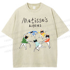 Unisex Matisse's kitties Printed Washed Tee