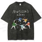Unisex Matisse's kitties Printed Washed Tee