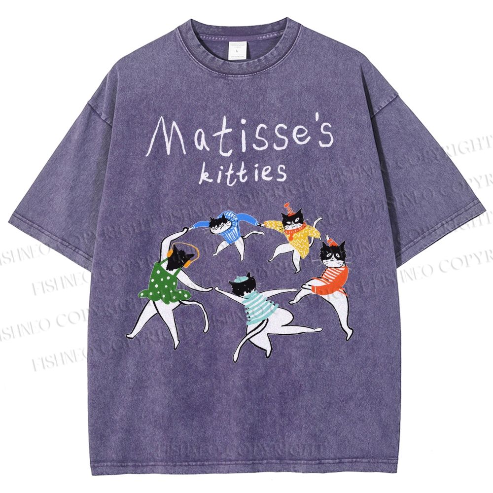 Unisex Matisse's kitties Printed Washed Tee