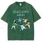 Unisex Matisse's kitties Printed Washed Tee