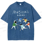 Unisex Matisse's kitties Printed Washed Tee