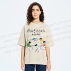 Unisex Matisse's kitties Printed Washed Tee