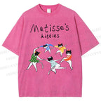 Unisex Matisse's kitties Printed Washed Tee