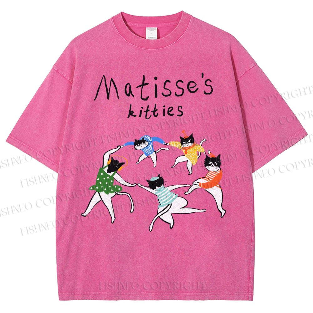Unisex Matisse's kitties Printed Washed Tee