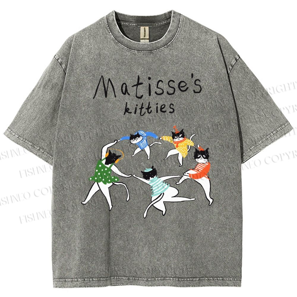 Unisex Matisse's kitties Printed Washed Tee