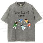 Unisex Matisse's kitties Printed Washed Tee