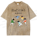 Unisex Matisse's kitties Printed Washed Tee