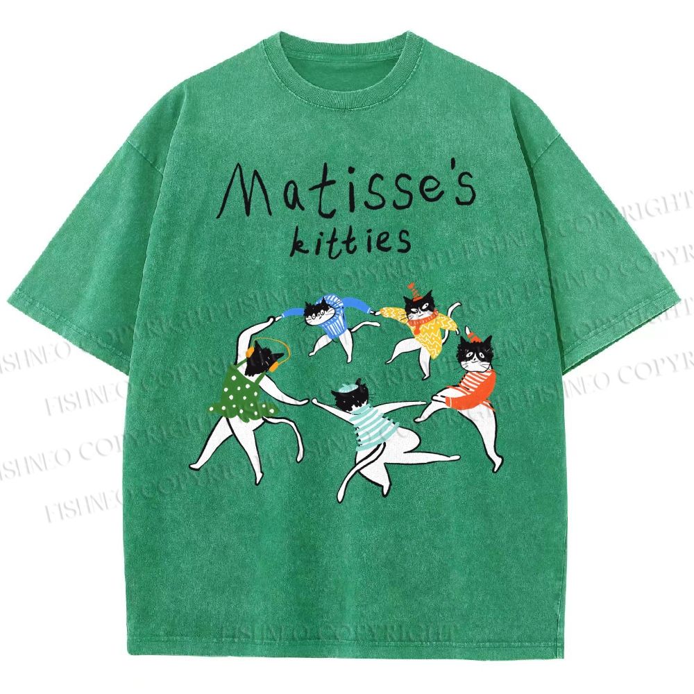 Unisex Matisse's kitties Printed Washed Tee