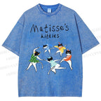 Unisex Matisse's kitties Printed Washed Tee