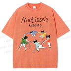 Unisex Matisse's kitties Printed Washed Tee