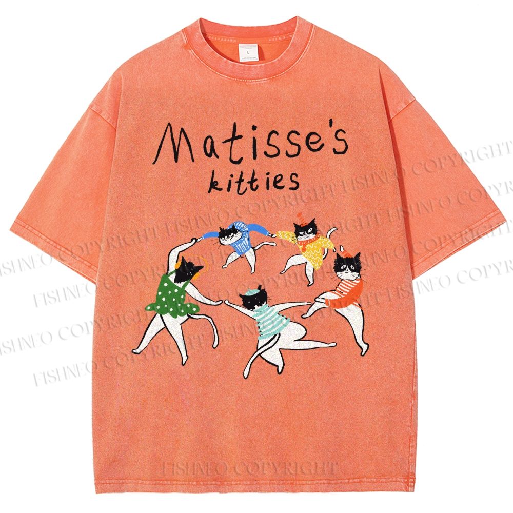 Unisex Matisse's kitties Printed Washed Tee