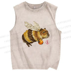 Unisex Funny Capybara Bee Meme Printed Washed Tank Top