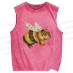 Unisex Funny Capybara Bee Meme Printed Washed Tank Top