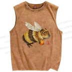 Unisex Funny Capybara Bee Meme Printed Washed Tank Top
