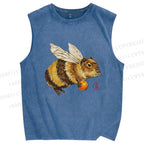 Unisex Funny Capybara Bee Meme Printed Washed Tank Top