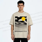 Unisex Bauhaus Wave And Sunset Printed Washed Tee