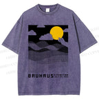Unisex Bauhaus Wave And Sunset Printed Washed Tee