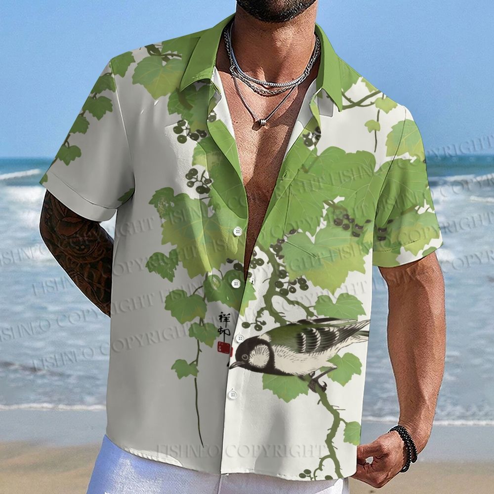 Vintage Bird in Grape Vine Hawaiian Shirt