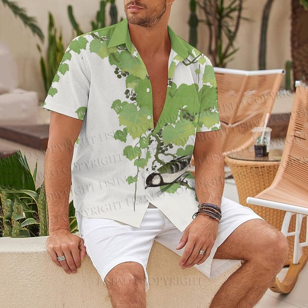 Vintage Bird in Grape Vine Hawaiian Shirt