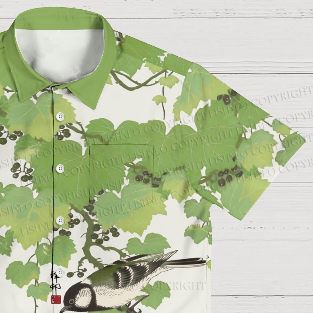Vintage Bird in Grape Vine Hawaiian Shirt