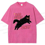 Unisex Black Cat Vibes Only Printed Washed Tee
