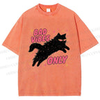 Unisex Black Cat Vibes Only Printed Washed Tee